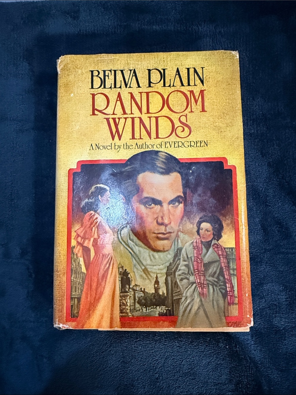 Belva Plain Random Winds Vintage Hardcover Book - Yellow & Red Cover